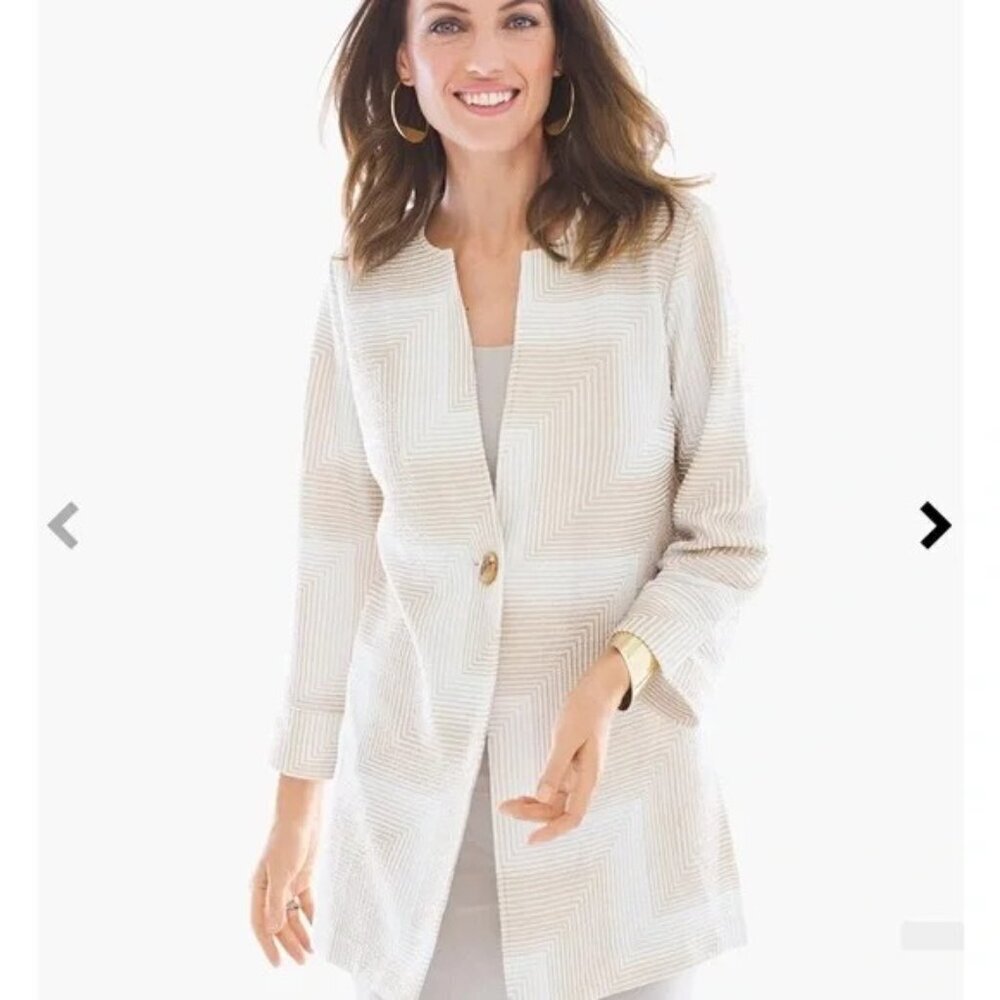 Chico's Travelers Crinkle Crushed Long Cardigan Jacket Modern Design